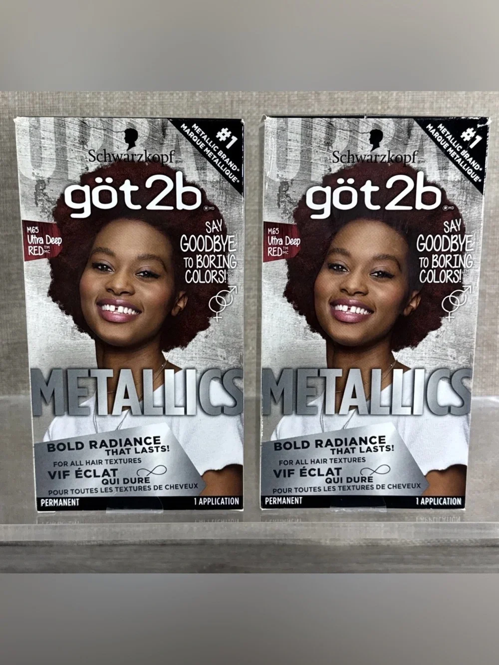 Schwarzkopf got2b Metallics M65 Ultra Deep Red Permanent Hair Color Lot of 2
